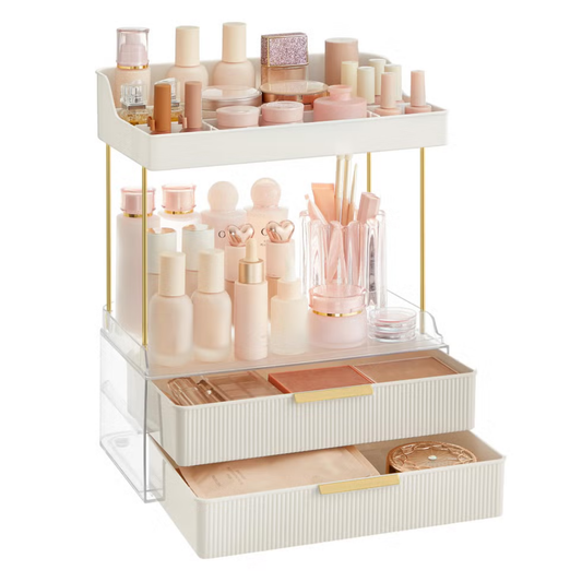 Dual-Layer Acrylic Makeup Organizer Tray