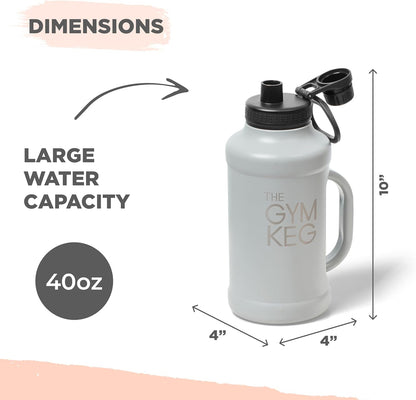 Gym Keg Insulated Water Bottle - 40oz - Double-Wall Insulation Water Container
